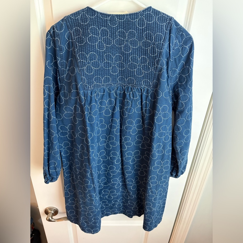 Madewell Blue Daisy-Print Cotton Dress with Bows and Quilted Bibb - Picture 6 of 10